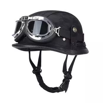 Мотоциклетный полушлем немецкий кожаный винтажный шлем Casco Moto Мотоциклетный открытый шлем байкер пилот XXXL