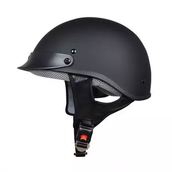 Мотоциклетный полушлем с быстросъемной пряжкой, полукапюшон, открытый мотоциклетный шлем для L-велосипедов и горных велосипедов (Матовый черный/глянцевый черный) L