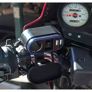 Мотоциклетный прикуриватель гнездо + двойной USB интерфейс для зарядки + переключатель