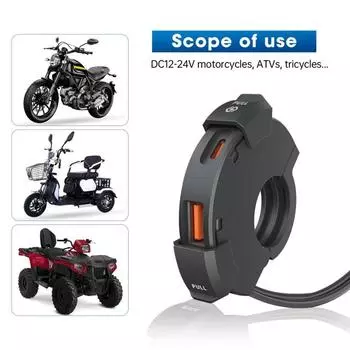 Мотоциклетный руль USB зарядное устройство DC 12V-24V 30W IP65 водонепроницаемый выход USB Type C зарядное устройство адаптер PD для цифровой камеры телефона чёрный