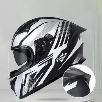 Мотоциклетный шлем, электрический шлем для езды на велосипеде, двойной зеркальный унисекс чёрный