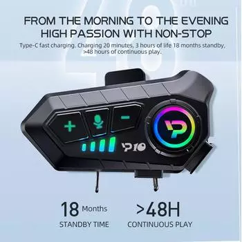 Мотоциклетный шлем Беспроводная гарнитура Bt 5.3 Bluetooth 2000Mah шлем Гарнитура Голосовой помощник Мотоциклетные наушники Мотоциклетные наушники