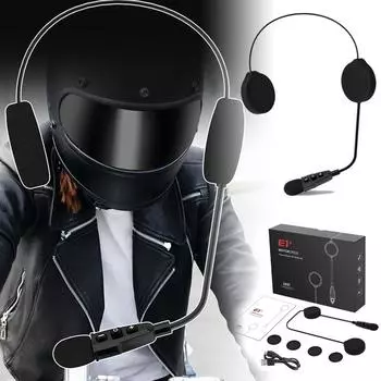 Мотоциклетный шлем Bluetooth гарнитура голова интегрированная стерео крепление езда гарнитура для звонков без помощи рук может подключать 2 мобильных телефона чёрный