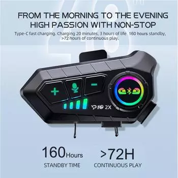 Мотоциклетный шлем Bluetooth гарнитура Интерком беспроводной Hands-Free водонепроницаемый мотоциклетный интерфон наушники супер долгий режим ожидания
