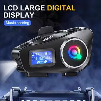 Мотоциклетный шлем Bluetooth Intercom Multi-Scene Mixed Music Sharing LCD Display FM Radio For 2 Rider 500m Intercom