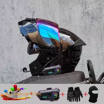 Мотоциклетный шлем Bluetooth, высококачественный флип-шлем, полный шлем для мотоцикла, гоночный шлем, одобренный Dot S