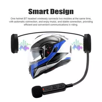 Мотоциклетный шлем BT-гарнитура Громкая связь Мотоциклетная гарнитура с динамиком и управлением вызовом песни, чёрный