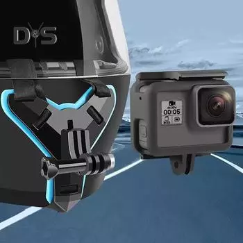 Мотоциклетный шлем, держатель для подбородка, съемный кронштейн, защитная подставка с фиксирующим ремешком для камеры мобильного телефона чёрный