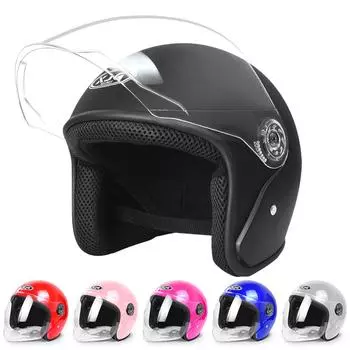 Мотоциклетный шлем для мужчин и женщин, электромобилей, скутеров, велосипедов, открытый шлем, защитная шапка с защитой от ультрафиолета, велосипедная кепка с очками красный