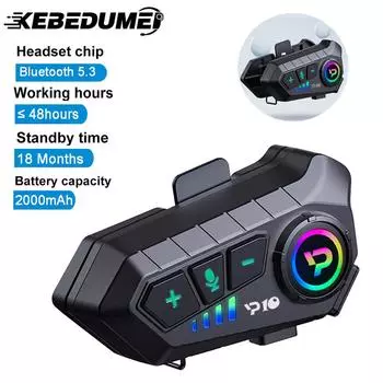 Мотоциклетный шлем гарнитура Bluetooth 5.3 EDR 2000mah беспроводные наушники наушники IP67 водонепроницаемый шумоподавление голосовое управление