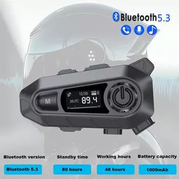 Мотоциклетный шлем гарнитура BT5.3 беспроводной вызов Handfree водонепроницаемый мото наушники с FM радио поделиться музыкой светодиодный дисплей для гонщика