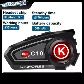 Мотоциклетный шлем гарнитура C10 стерео Bluetooth шумоподавляющие наушники IPX6 водонепроницаемый поддержка подключения 2 телефонов одновременно