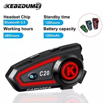 Мотоциклетный шлем гарнитура стерео Bluetooth Hands Free вызов IPX7 водонепроницаемый 1200mAh с трехцветным окружающим светом для катания на лыжах