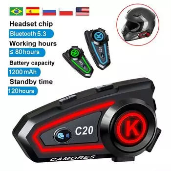 Мотоциклетный шлем гарнитура стерео Bluetooth Hands Free вызов IPX7 водонепроницаемый шумоподавляющие наушники с трехцветной подсветкой