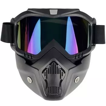 Мотоциклетный шлем, очки для езды, очки со съемной маской для лица, противотуманные теплые очки, фильтр для рта, регулируемый, нескользящий