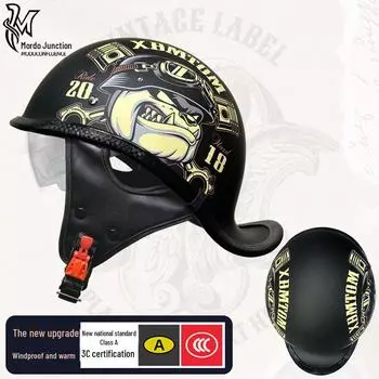 Мотоциклетный шлем Retro Knight унисекс, сертифицированный 3C, универсальный всесезонный полушлем XL