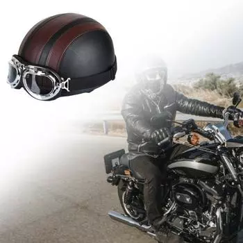 Мотоциклетный шлем Ретро Скутер Искусственная летняя кожа ветрозащитный унисекс шлем для езды на велосипеде чёрный
