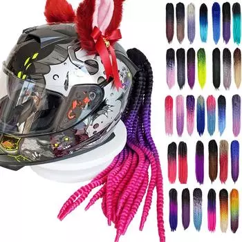 Мотоциклетный шлем с дредами, шлем с дредами, косичка для конского хвоста, украшение для мотокросса, велосипеда, мотоцикла, шлем 55 см с присоской 04#