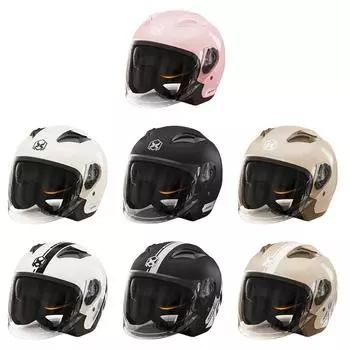 Мотоциклетный шлем с открытым лицом, двойной солнцезащитный козырек, быстросъемная пряжка, велосипедные костюмы для мотокросса, полушлем 3/4 для мужчин и женщин, экипировка One size