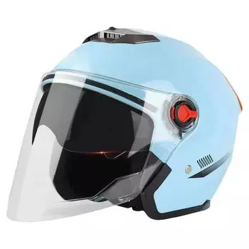 Мотоциклетный шлем с открытым лицом и солнцезащитным визором, взрослый мотоциклетный шлем для круглогодичного использования, взрослый полуоткрытый шлем, женский, мужской, мотоэкипировка синий