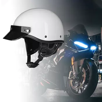 Мотоциклетный шлем с половиной капюшона, регулируемая окружность головы, лицо для взрослых White S