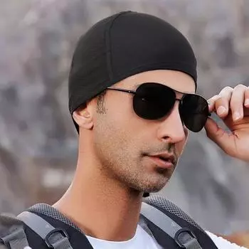 Мотоциклетный шлем, внутренняя кепка, быстросохнущая дышащая шапка, гоночная кепка под шлем, шапка-бини, мотокроссовый моторный шлем, спортивная шапка 1 PCS чёрный