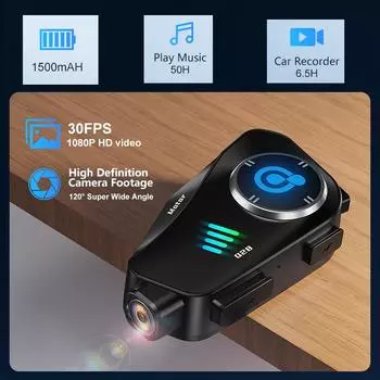 Мотоциклетный видеорегистратор/видеорегистратор 1080P шлем гарнитура стерео Bluetooth Hands Free вызов IPX66 водонепроницаемый 1500 мА 1000 ч длительный режим ожидания