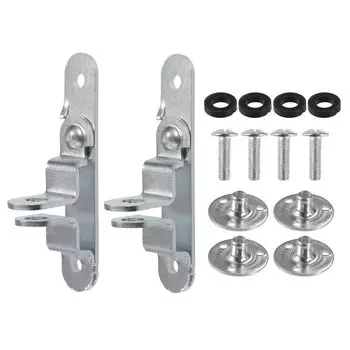 Motoforti Universal Cargo Trailer Door Latch Secure Trailer Lock Latch with Hasp Enclosure Trailer Bar Lock Handle Keeper Durable Metal Silver Tone Set