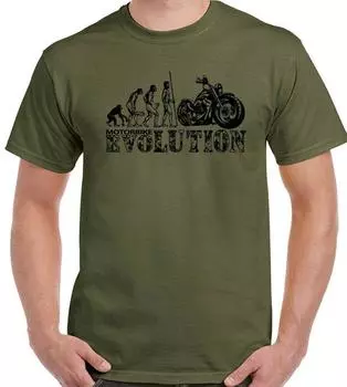 MOTORBIKE Evolution Забавный байкерский мотоцикл Индийская футболка Harley Bike унисекс S