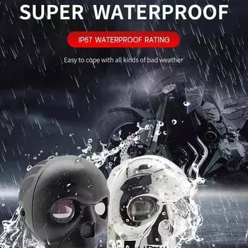 Мотоциклетная фара дальнего и ближнего света из алюминиевого сплава с черепом, противотуманные фары для мотоцикла с черепом для украшения Хэллоуина, фара с черепом чёрный