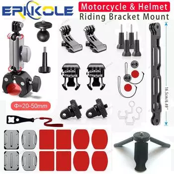 Motorcycle Action Camera Mount Kit for Gopro & Insta360 Accessories Helmet Flexible Adhesive Holder Handlebar Clamp Mount Tripod