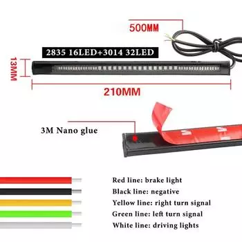 Motorcycle AutoTurn Signal Brake Tail Strip Tail Light 2835 3014 SMD Flexible Led Strip Stop Light 12v Car Accessories Universal