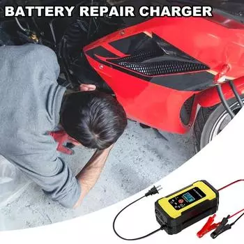 Motorcycle Battery Repair Charger 12V6A Car Battery Repairing Automatic Charger Device 4Ah-100Ah Automotive Battery Repair