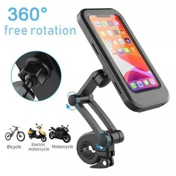 Motorcycle Bicycle Universal 360°Swivel Adjustable Phone Holder Waterproof Shockproof Anti-fall Cellphone Support For Cycli A2V0 чёрный