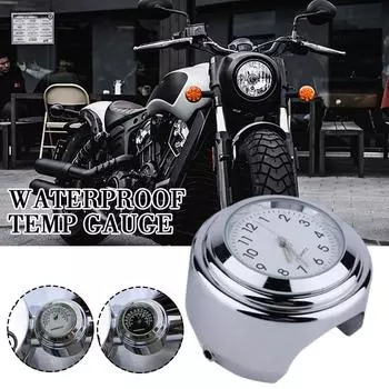 Motorcycle Dust And Waterproof Quartz Thermometer Multi-functional Car Clock Table Handlebar Aluminum Alloy Luminous Univer V4Y7 чёрный