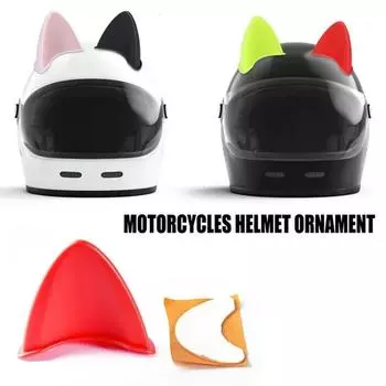 Motorcycle Electric Car Helmet New Cute Cat Ears Helmet Decoration Styling Double-sided Stickers Decor Helmet Accessories Tools белый
