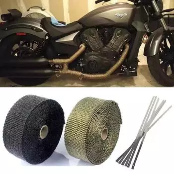 Motorcycle Exhaust Pipe Thermal Insulation Tape High Temperature Protection Heat Insulation Cotton Heat Wrap Moto Accessories чёрный
