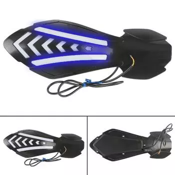 Motorcycle Handguards with LED Flowing Turn Signals Protector Shield 1 Pair Windproof Motocross Handlebar Guards Waterproof