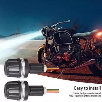 Motorcycle Handlebar LED Light 2pcs 360 Degree Visible Bright Handlebar Light Portable Easy Installation Tail Light Turn Lights синий