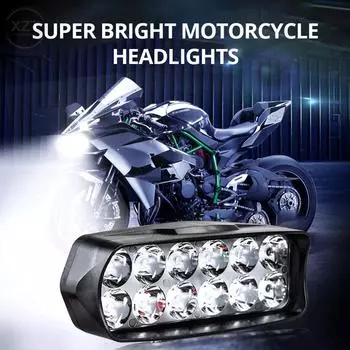 Motorcycle Headlight 12V Motorbike Spot Head Light 8 12 16 led Scooter ATV Moto Headlamp 12V Motor auxiliary driving Work light