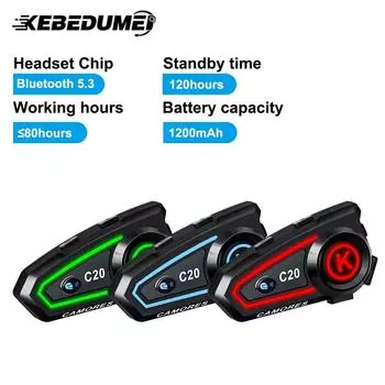 Мотоциклетный шлем гарнитура стерео Bluetooth Hands Free вызов IPX7 водонепроницаемый 1200mAh с трехцветным окружающим светом для катания на лыжах