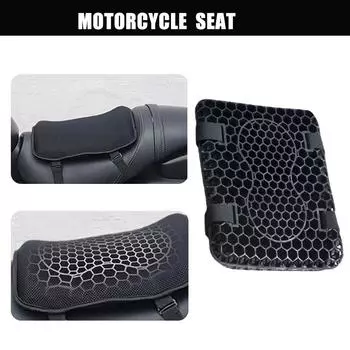 Motorcycle honeycomb gel seat cushion 3D mesh fabricComfort Cushion Seat Motorcycle Pressure Relief Breathable Absorbing Da C0R7 чёрный