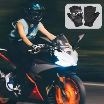Motorcycle Riding Gloves Anti Slip Half Finger Cycling Gloves Anti Slip Biker Gloves Anti-Fall Motorcycle Riding Gloves L чёрный
