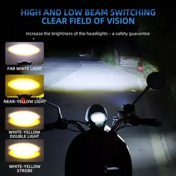 Motorcycle Spotlight High Brightness Motorcycle Headlight Waterproof Bright LED Spotlight 4 Lighting Modes for Motorcycle Cars