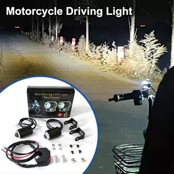 Motorcycle Spotlights Highlight Near And Far Retrofit External Led Headlights Two-color Waterproof Super Bright Auxiliary Lights
