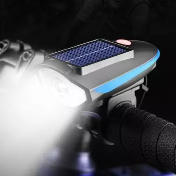 Motorcycle Spotlights Solar Bicycle Lights Front Searchlight Pit Dirt Bike Electric Bell with Horn High Brightness Night Light красный