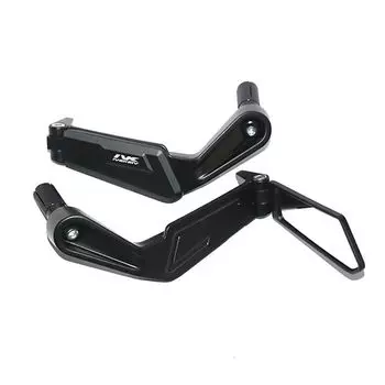 Motorcycle Street Bike Retro Restoration Bow Protection Foldable Handle Rearview Mirror Spring Wind Kawasaki Neutral Aluminum Alloy Hand Guard Mirror Black white glass set