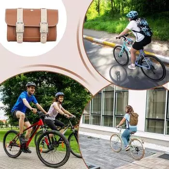 Motorcycle Tool Bag PU Leather Cycling Front Storage Bag Motorcycle Bag Front Fork Storage Accessory Bag Cycling Pack forCycling кофейный