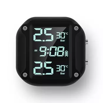 Motorcycle Wireless Tire Pressure Monitoring System USB Charging TPMS for Motorcycle with 2 External Sensors Digital LCD