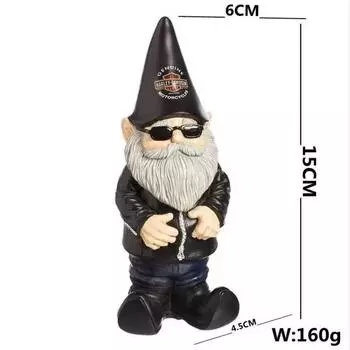 Motorcyclist Male and Female Decorative Items Hip-hop White-bearded Dwarf Design Gangster Home Resin Motorcyclist - male